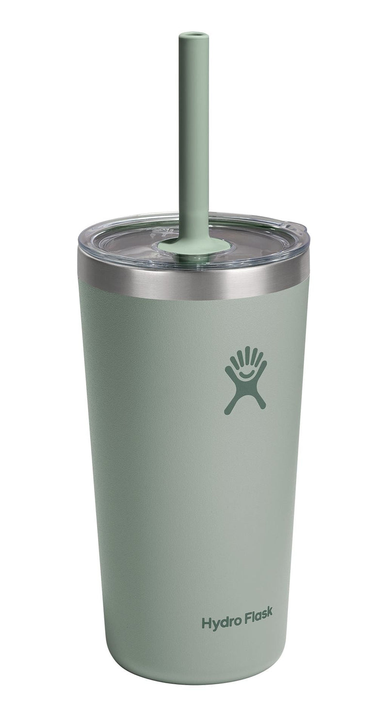 Hydro Flask Stainless Steel Insulated All Around Tumbler with Clear Press-In Straw Lid, Agave, 20-oz U2