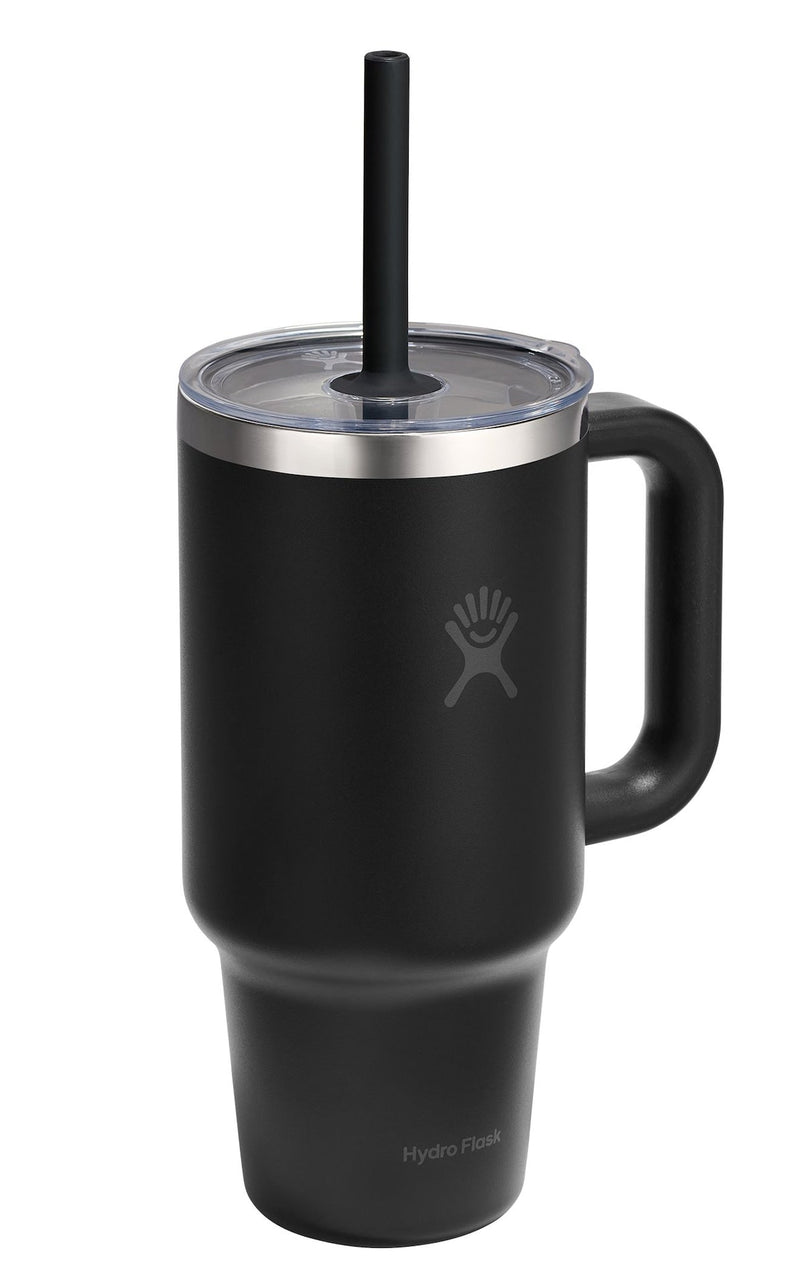 Hydro Flask Stainless Steel Insulated Travel Tumbler Cup with Clear Straw Lid & Handle, Various Colours, 32-oz D1