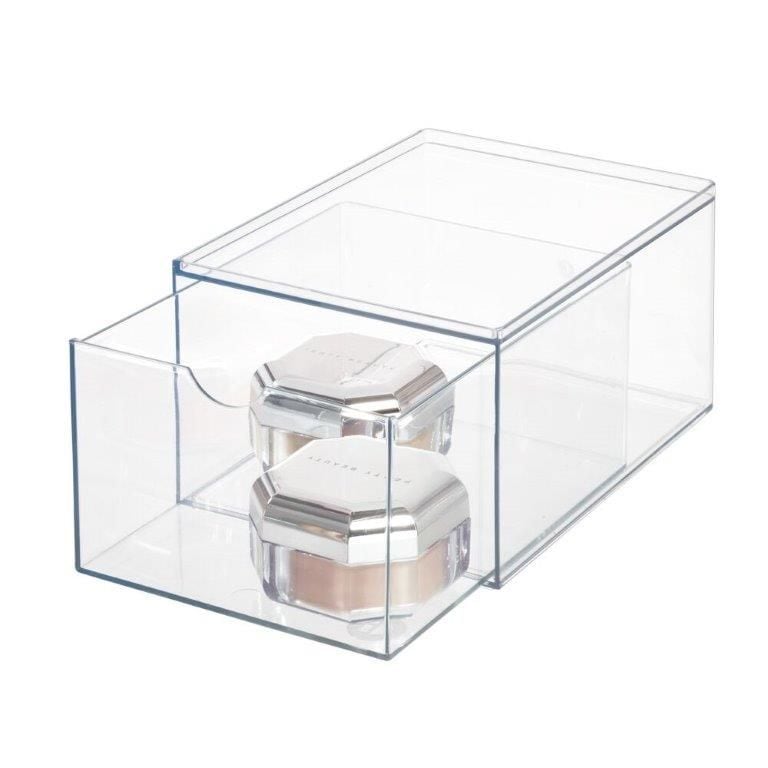 iDesign RPET Stackable Pull-Out Drawer Organizer Bin, Clear G2