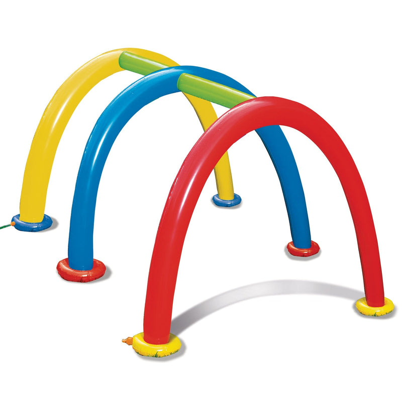 Inflatable Splash Tunnel Water Sprinkler, Yellow/Blue/Red, Ages 3+, for Beach/Pool Fun Activities X0