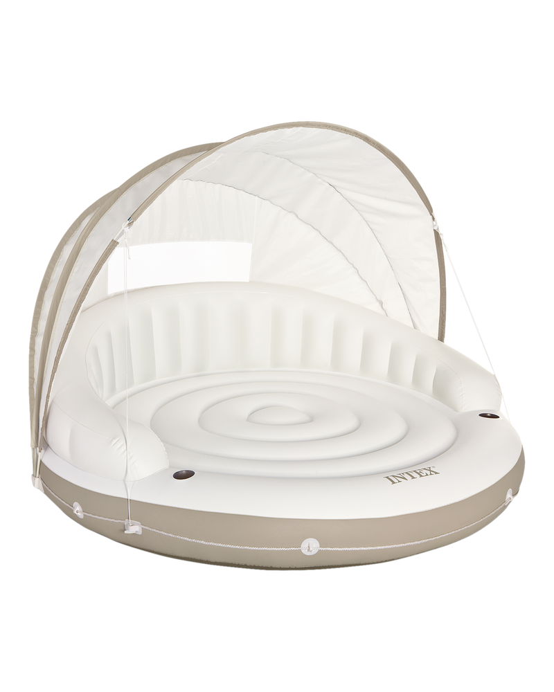 Intex Off White Canopy Inflatable Pool Island Multi Person Float with Detachable Sun Shade Z5