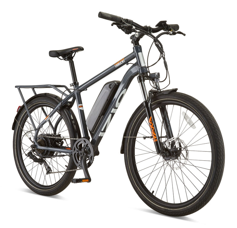 iZip Tangent All-Terrain 48V Electric Bike with Storage Carrier, 26-in Wheel, Grey B3