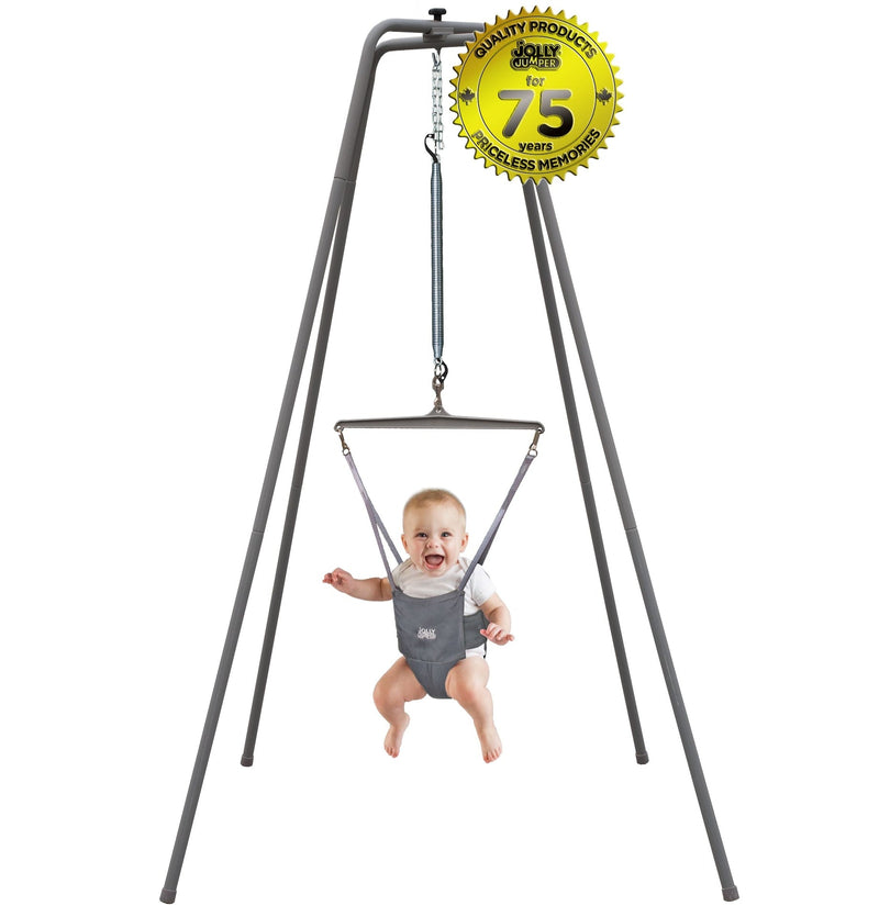 Jolly Jumper Standing Baby Exerciser with Super Stand, Grey, Ages 3m+ G2