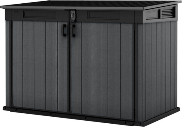 Keter Cortina Mega Horizontal 2-Door Resin Outdoor Storage Shed with Built-In Ventilation & Open Roof/Lid, Grey, 533-Gal J5