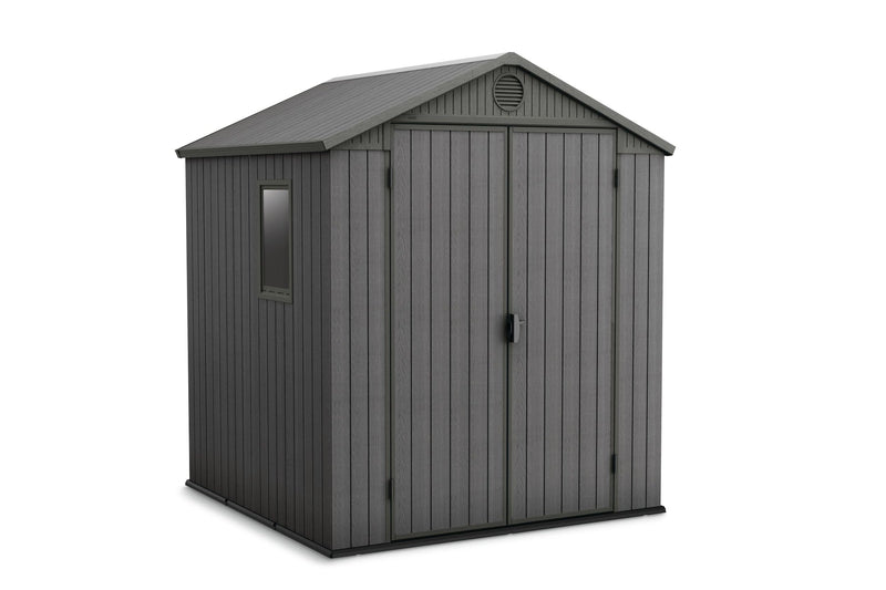 Keter Darwin Outdoor Storage Shed, Grey, 6-ft x 6-ft M2