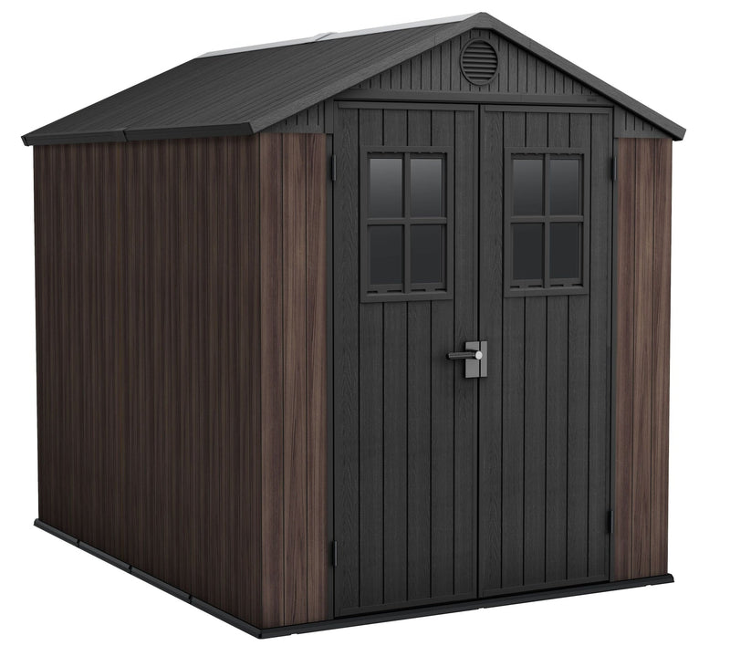 Keter Darwin Resin Outdoor Storage Shed with DecoCoat, Brown, 6-ft x 8-ft F8