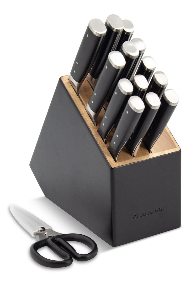 KitchenAid Triple Rivet Knife Block Set, Black, 15-pc V2