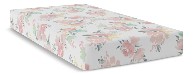 Kushies Fitted Percale Crib Sheet, Watercolour Blooms Z2