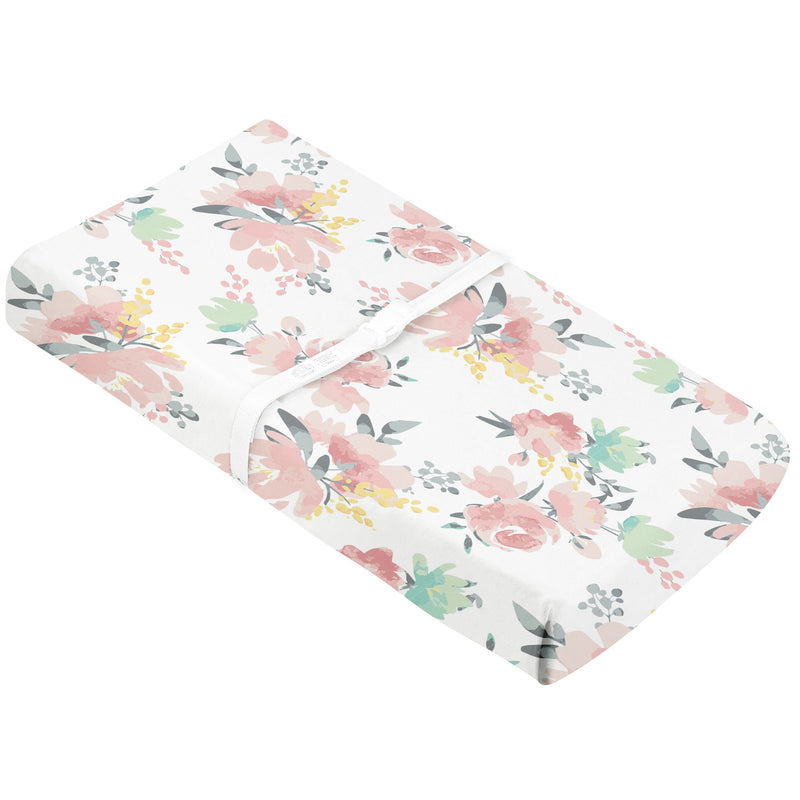 Kushies Percale Changing Pad Cover, Watercolour Blooms V2