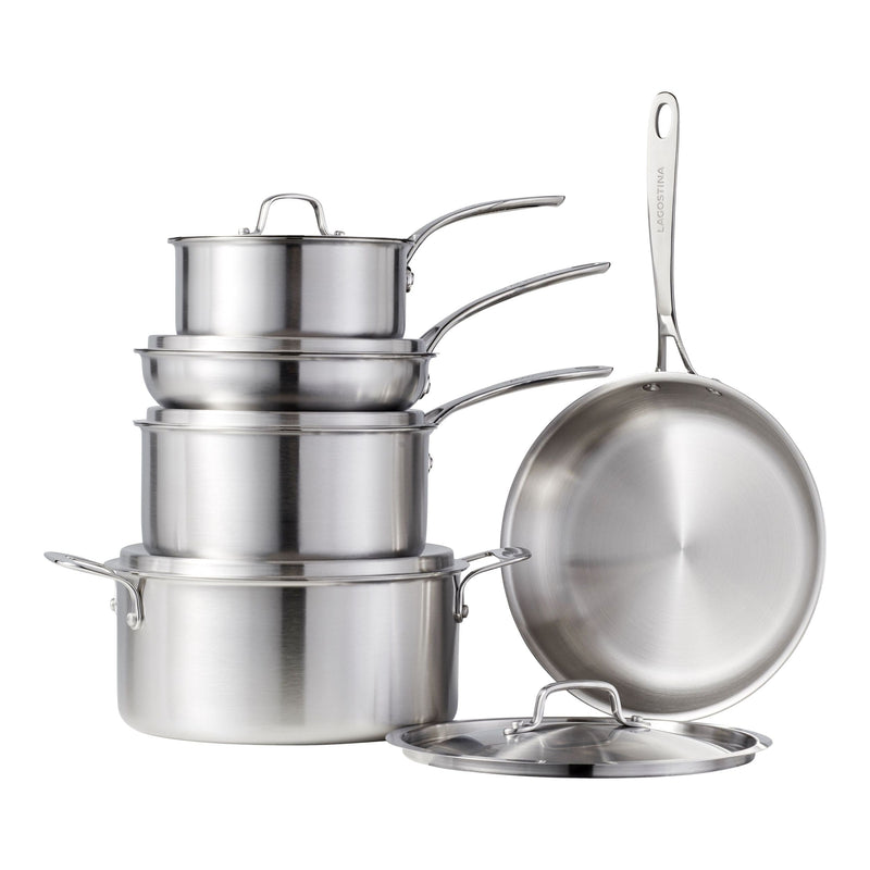 Lagostina 3-Ply Commercial Clad Cookware Set, 10-pc T7