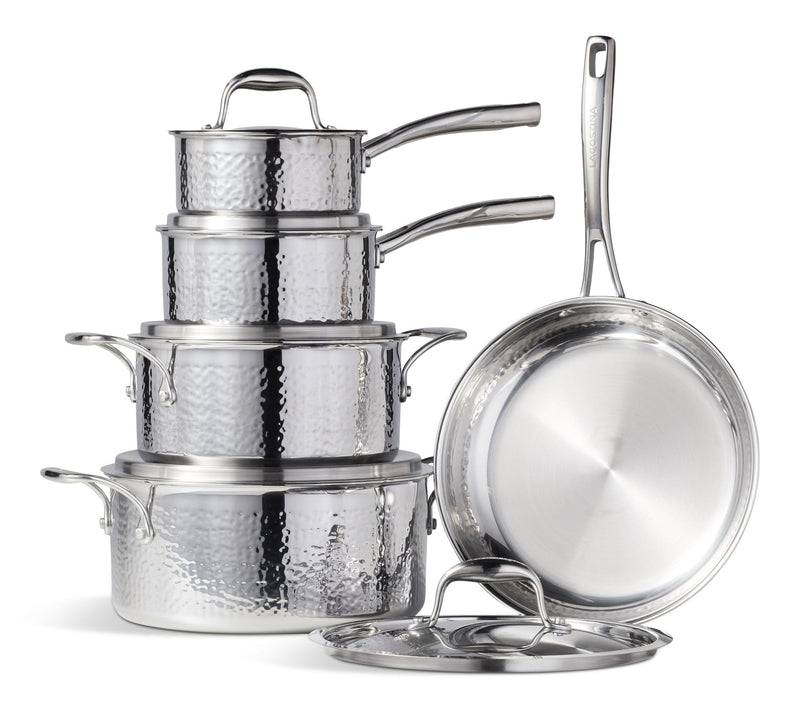 Lagostina 3-Ply Hammered Stainless Steel Cookware Set, 10-pc Z8