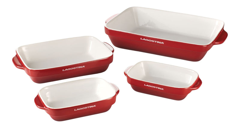 Lagostina Ceramic Bakeware Set, Red, Assorted Sizes, 4-pc Y2