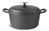 Lagostina Pre-Seasoned Casserole Dish, Cast Iron, Black, 6-qt
