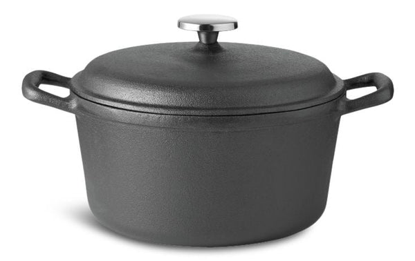 Lagostina Pre-Seasoned Casserole Dish, Cast Iron, Black, 6-qt U9