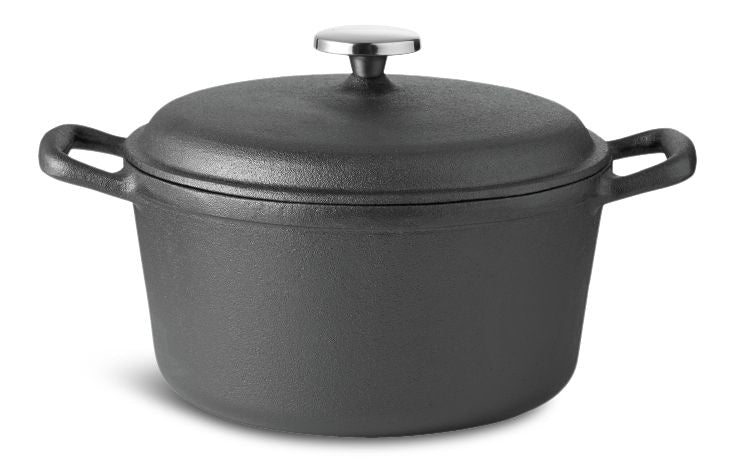 Lagostina Pre-Seasoned Casserole Dish, Cast Iron, Black, 6-qt U9