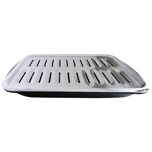 Laser 62250 2-in-1 Broiler Pan, Chrome/Porcelain, Dishwasher Safe, Black, 16 x 12.75 x 1.75-in S2