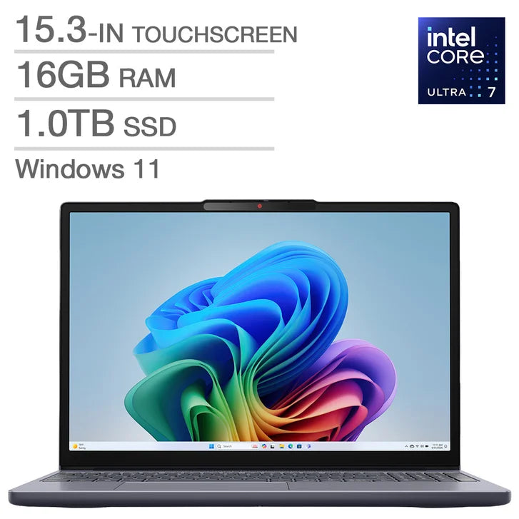 Lenovo IdeaPad Slim 3i Copilot+ PC 15.3-in. Touchscreen Laptop, Intel Core Ultra 7 355 - 16GB RAM, 1TB SSD A3