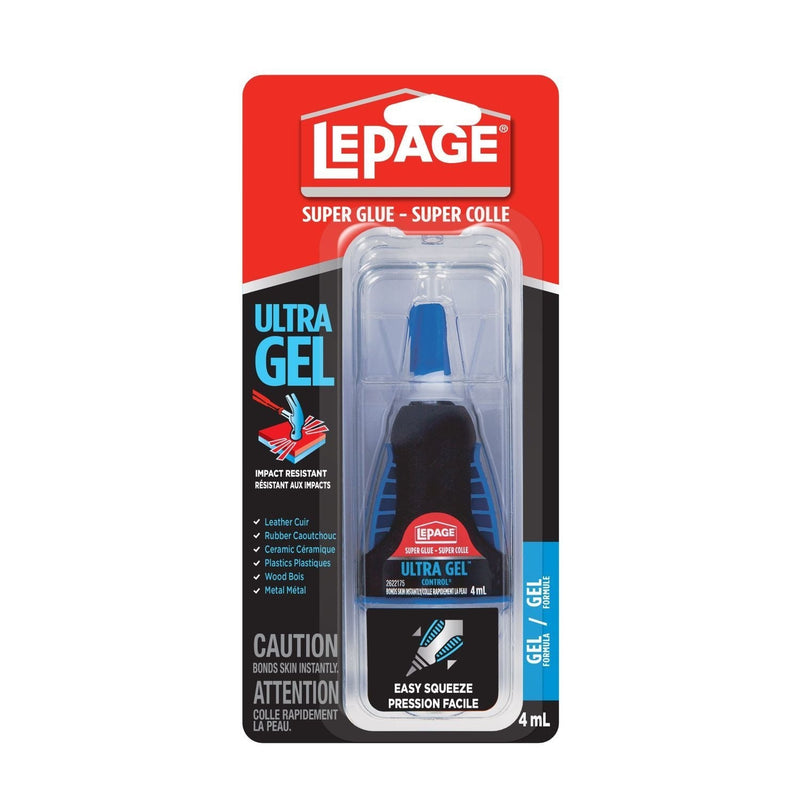 LePage Ultra Gel Super Glue Adhesive, Bonds Plastic/Metal/Wood/Rubber/Ceramic/Glass, 4-mL X9