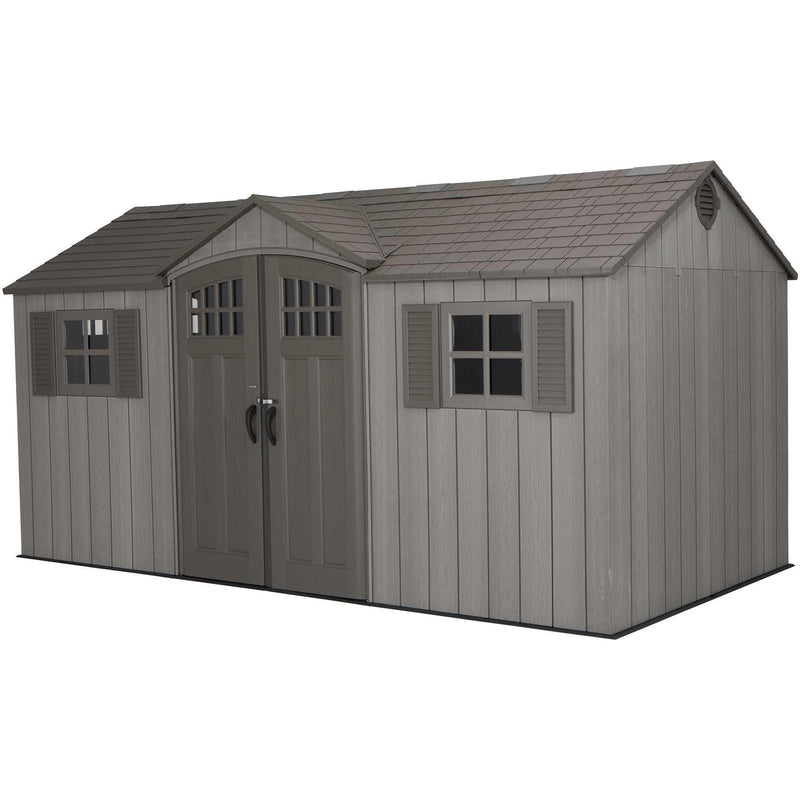 Lifetime Outdoor Storage Shed with Dual Side Entry, Dark Grey Roughcut, 15 x 8-ft M3