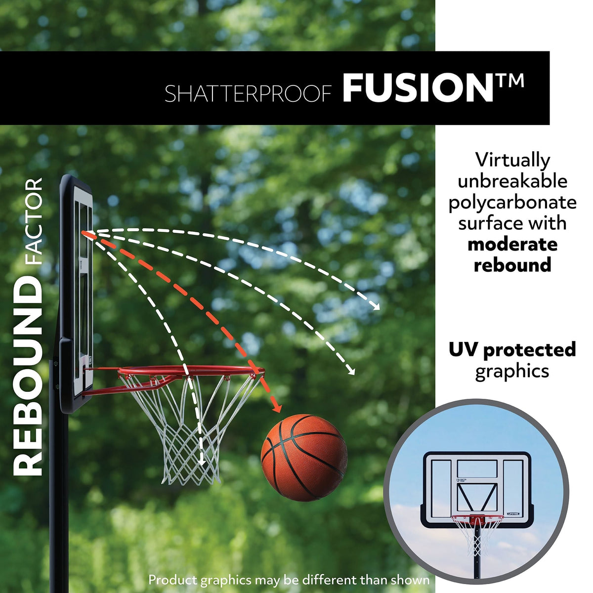 Lifetime Portable Adjustable Basketball Backboard, Hoop & Net System, 48-in