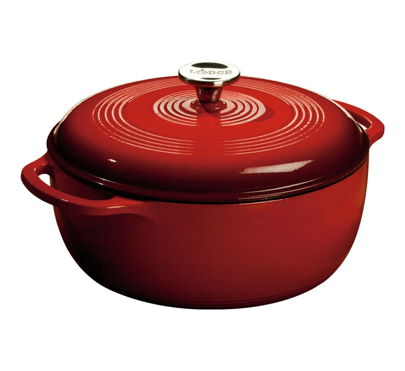 Lodge Enamel Cast Iron Dutch Oven, Red, 6-qt B7