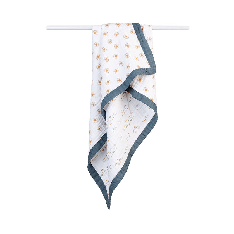 Lulujo 3-Ply Sun & Fish Reversible Muslin Blanket X0
