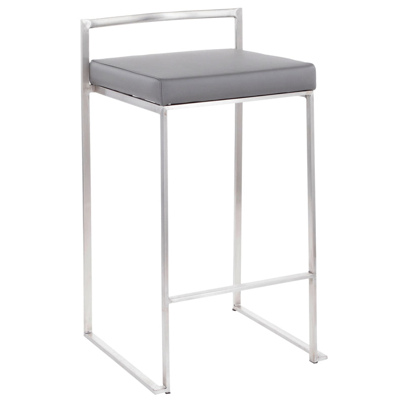 Lumisource Fuji Stacker Fixed-Height Counter Stool, Grey, 26-in, 2-pc Z3