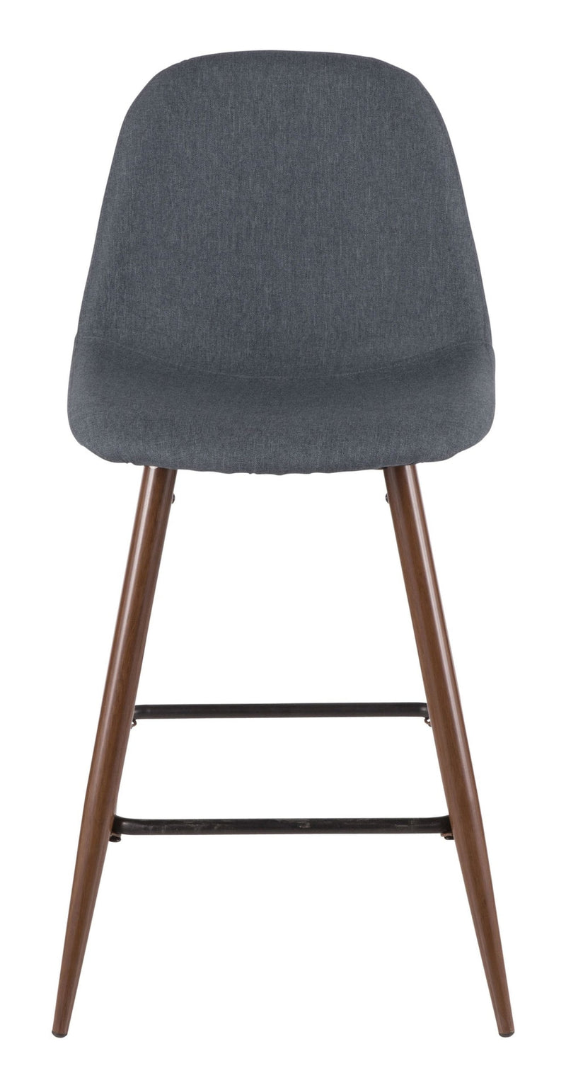 LumiSource Pebble Armless Upholstered Counter/Bar Stool (2-Piece Set), Walnut/Blue A5