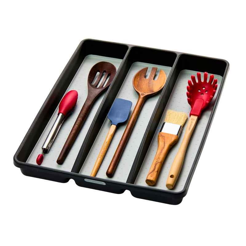Madesmart 3-Compartment Kitchen Utensil Drawer Organizer Tray/Holder, Grey A5