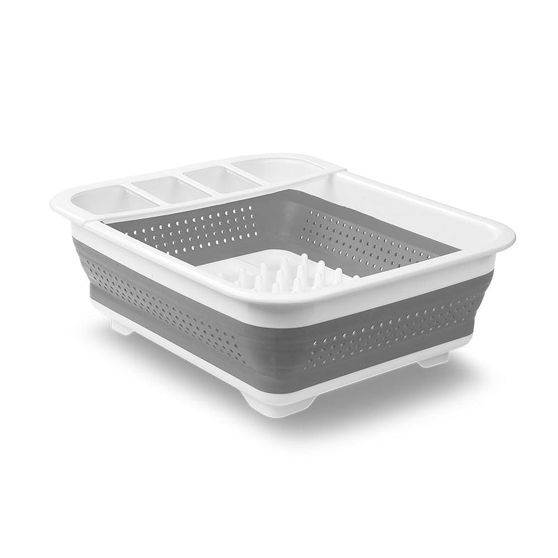 Madesmart Collapsible Folding Plastic Dish & Cutlery Drying Rack, White B3