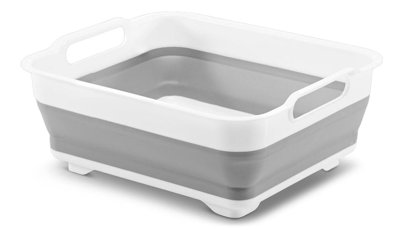 Madesmart Collapsible Folding Plastic Kitchen Wash Basin/Dish Pan, Grey G2