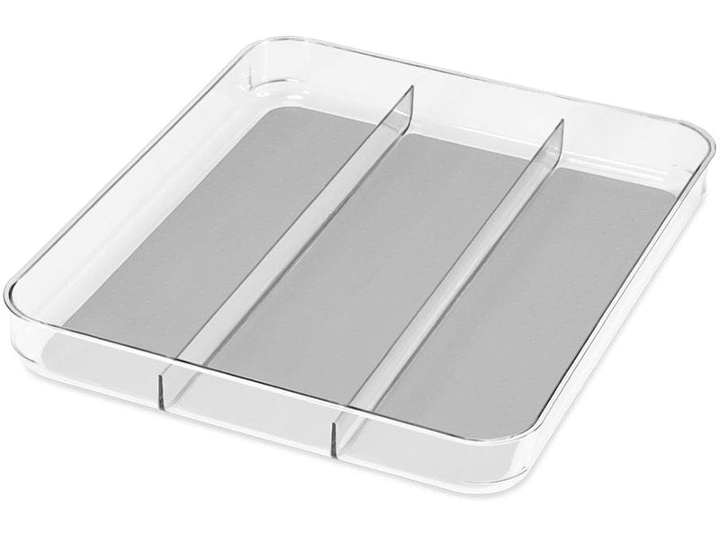Madesmart Large 3-Compartment Drawer Storage Organizer Tray/Bin For Kitchen/Vanity/Office, Clear E8