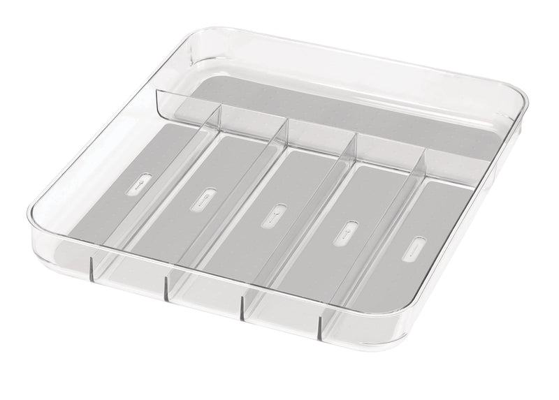Madesmart Large 6-Compartment Cutlery & Kitchen Utensil Drawer Organizer Tray/Holder, Clear P9
