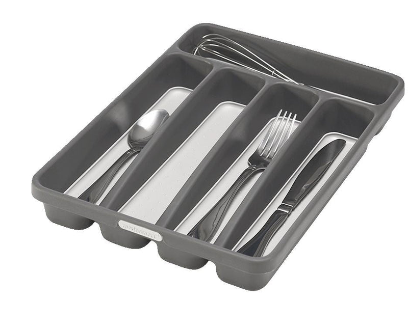 Madesmart Mini 5-Compartment Cutlery & Kitchen Utensil Drawer Organizer Tray/Holder, Grey D4
