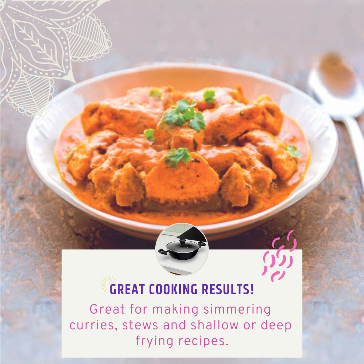 Maharaja 3.4qt Non-Stick Karahi with lid 26cm 10.25in