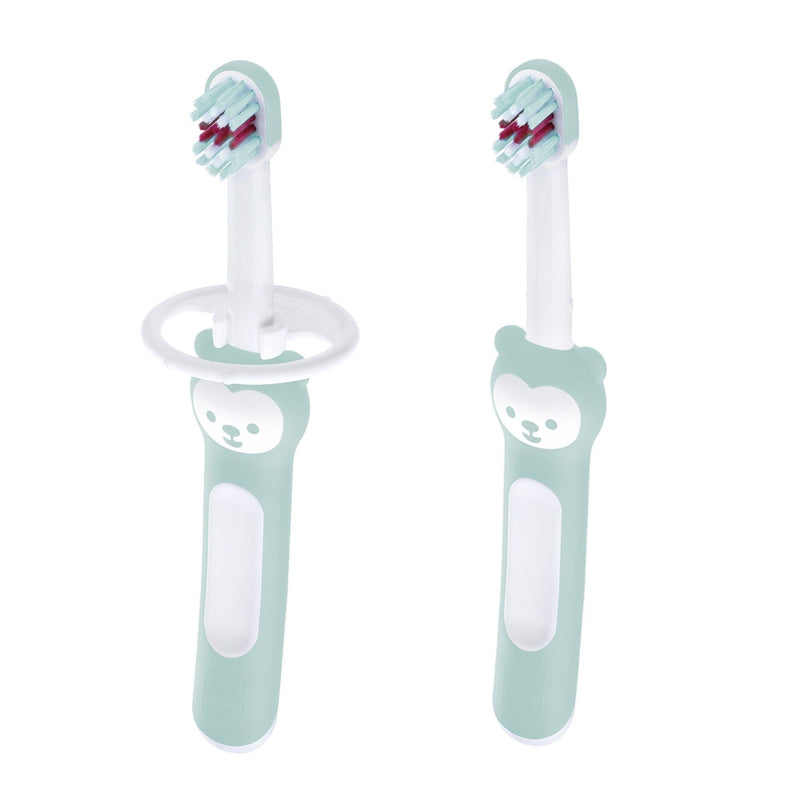 MAM Baby Toothbrush with Safety Shield, Mint Green, 2-pk Q2