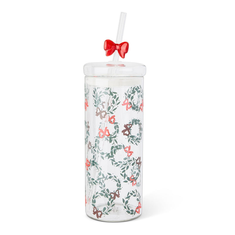 Manna 22-oz Printed Glass Tumbler with Bow Charm Straw C7