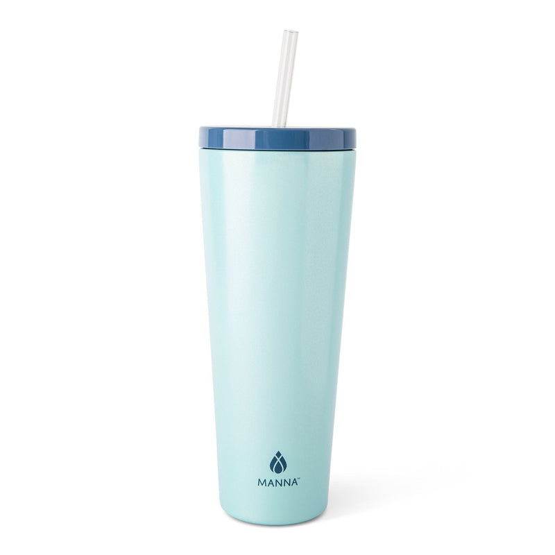 Manna Axel Sparkle Stainless Steel Double Wall Insulated Tumbler, 24-oz, Assorted Colours, with Reusable Straw B1