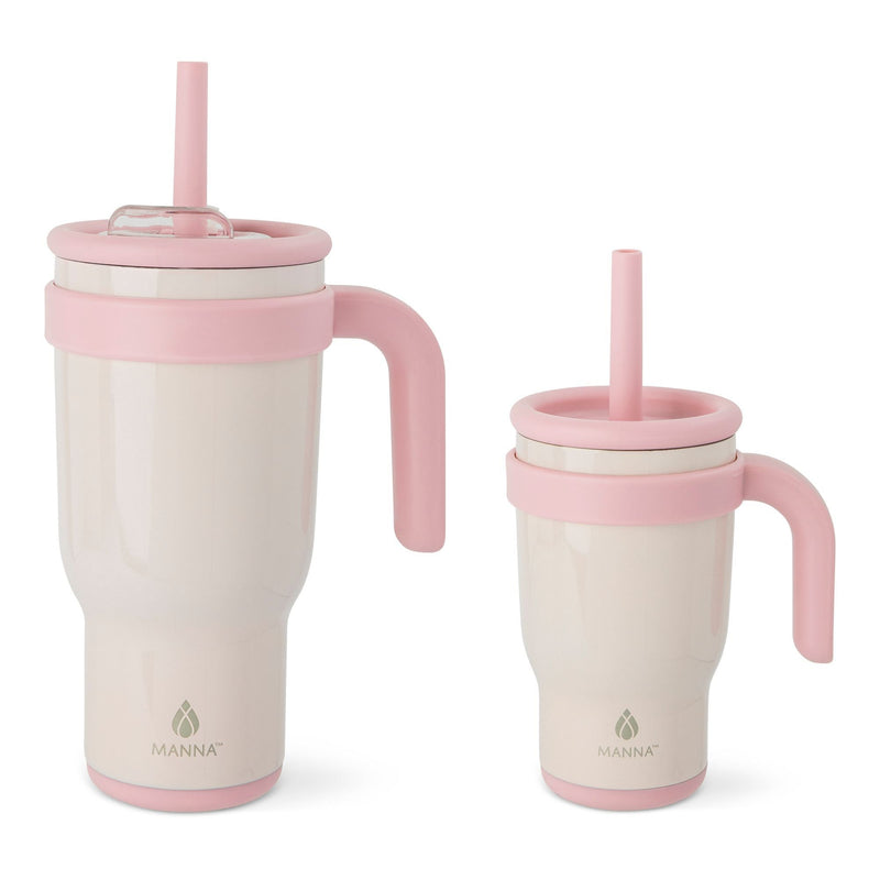 Manna Oslo Mommy & Me Matching Duo Stainless Steel Tumbler Set, Includes 14-oz & 30-oz, Various Colours, 2-pk M0