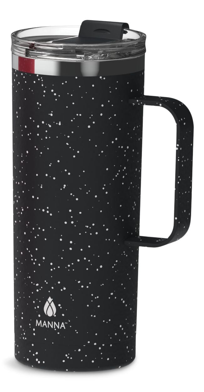 Manna Tahoe Insulated Stainless Steel Mug with Leakproof Lid, Speckled Black, 591-mL O6