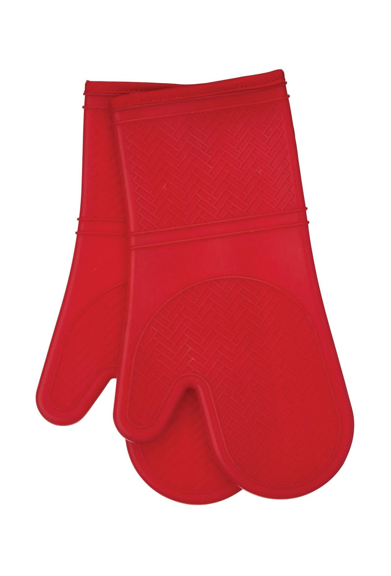 MASTER Chef 2pc Silicone Oven Mitt Set, Non-Slip Grip, Red Z7