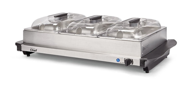 MASTER Chef 3-Tier Buffet Server/Food Warmer with Warming Tray, Stainless Steel, 300W U5