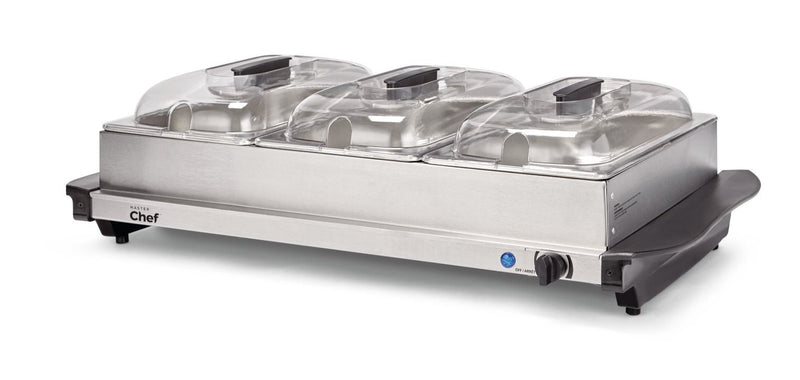 MASTER Chef 3-Tier Buffet Server/Food Warmer with Warming Tray, Stainless Steel, 300W U5