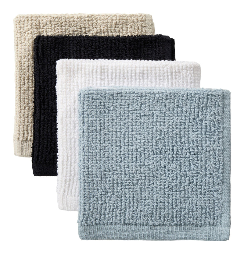 Master Chef Bar Mop Dish Cloths, Black, Grey & Dusty Blue, 12-in, 8-pk K4