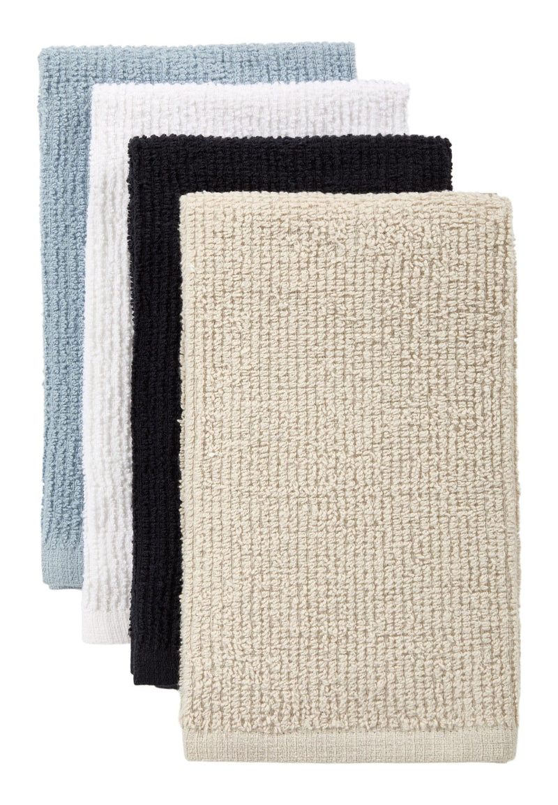 Master Chef Bar Mop Kitchen Towels, Black, Grey, Blue & White, 16-in, 4-pk X2