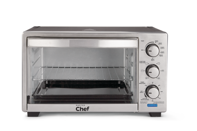 MASTER Chef Convection Toaster Oven with 4 Functions, Stainless Steel, Black, 6-Slices Z1