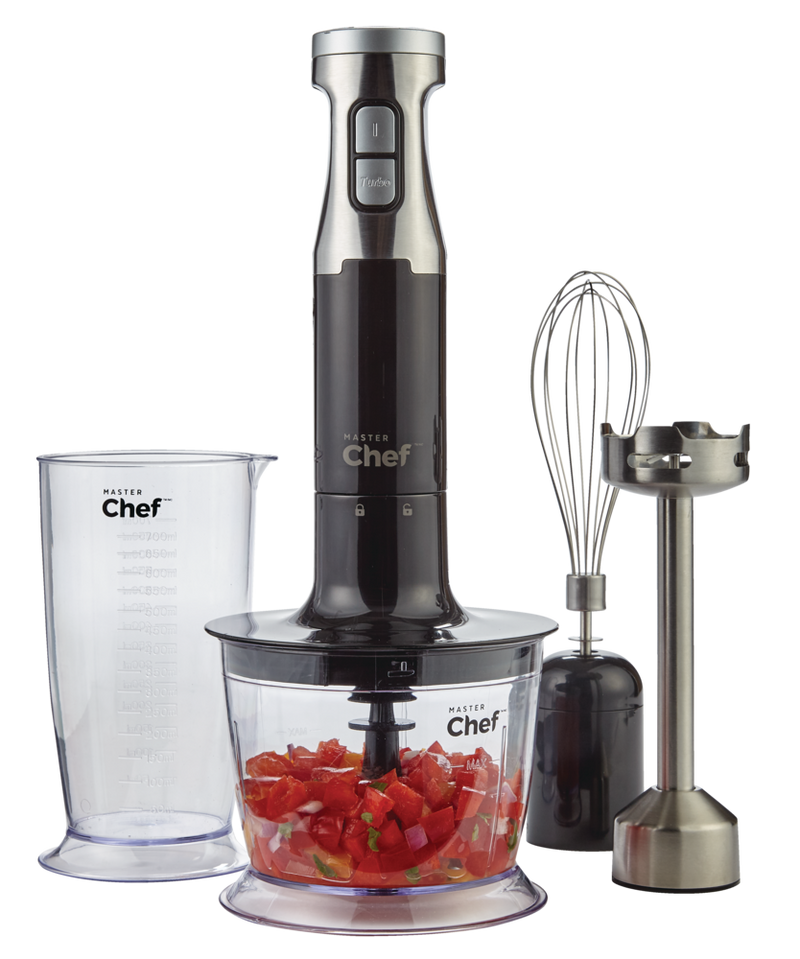 MASTER Chef Corded Hand Blender with Whisk, Stainless Steel, Black T1