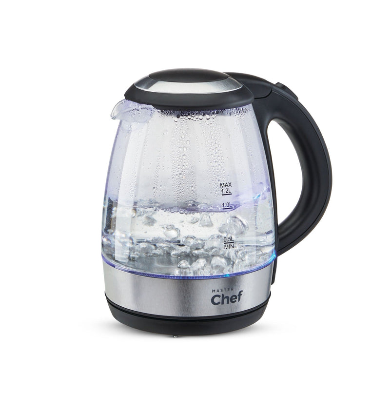 MASTER Chef Cordless Electric Kettle with Auto Shut Off & Blue Light, Glass, 1.2L X0