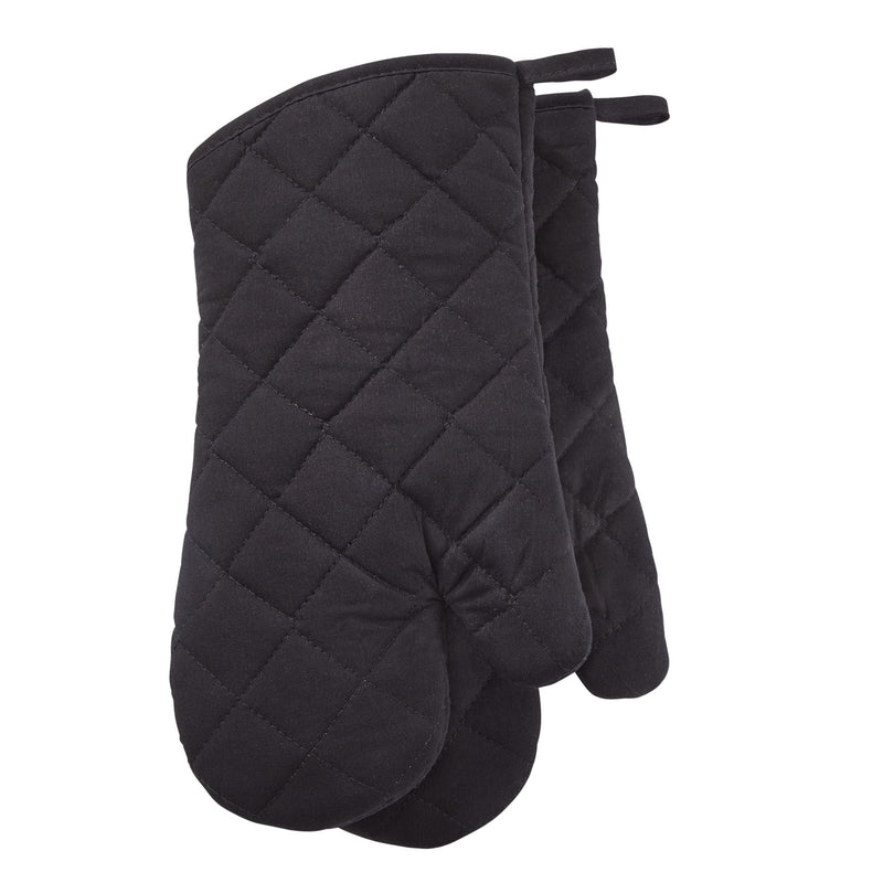 MASTER Chef Cotton Oven Mitt Set, Black, with Hanging Loops, 2-pc, Machine Washable F6