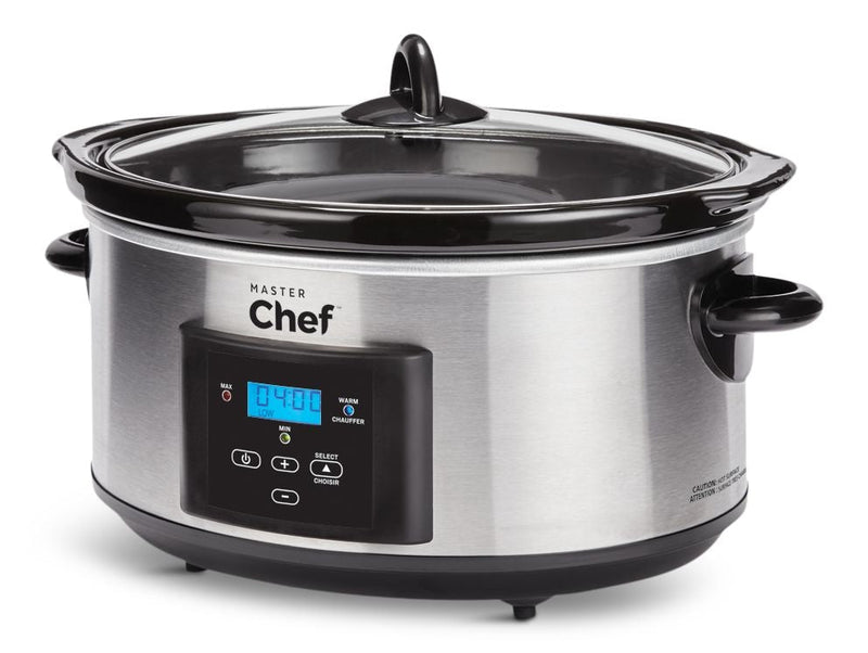 MASTER Chef Digital Programmable Slow Cooker, Stainless Steel, 6qt P7